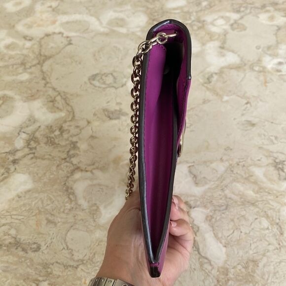 Banana Republic Freda Purple Leather Envelope Clutch Shoulder Bag - Picture 6 of 10
